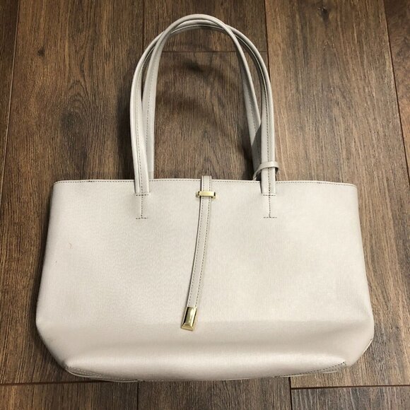 VINCE CAMUTO Leila Gray Saffiano Leather Shoulder Tote Travel Bag READ DESCRIPT. - Picture 5 of 12